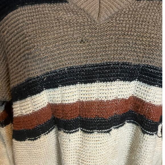 Vintage Striped Knit Sweater Neutral Earth Tones V-Neck Size L - Picture 6 of 9